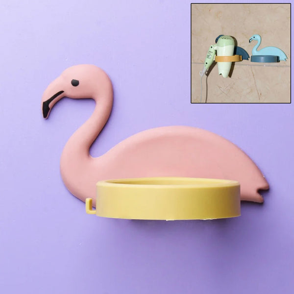 Hair Dryer Wall Mount Holder Organizer Stand With Hooks For Bathroom Storage