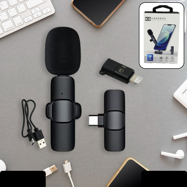 Intelligent Noise Cancelling Live Streaming Clip On Microphone For Type-c  For Iphone With Charging Mini Wireless Lapel Collar Microphone