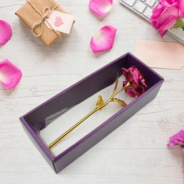Gold Rose Artificial Rose Flower With Gift Box Plastic Flowers Best Gifts For Friend Girl Wife Women Golden Rose Gift For Valentines Day Mothers Day Anniversary Birthday Wedding Gold (1 Pc)