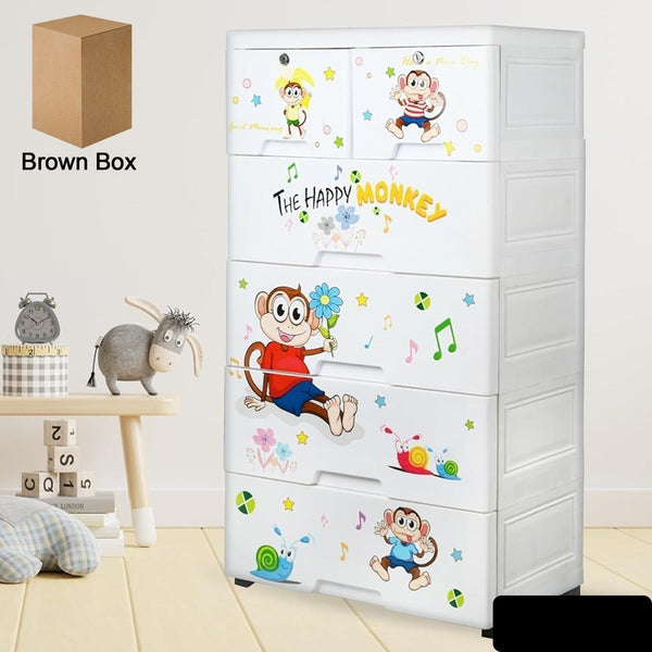 Kids Plastic Chest Of 6 Drawers Multi-purpose Storage Organizer wardrobe For Kids