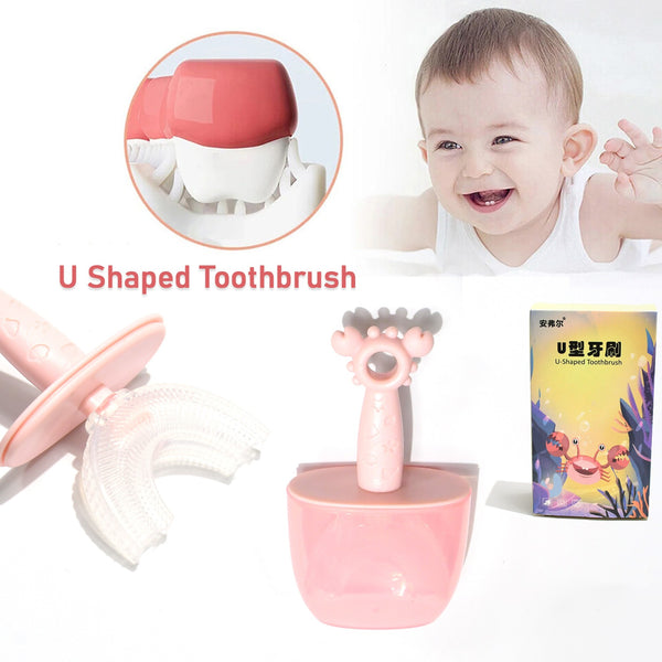 Kids U Shaped Toothbrush Children, baby Silicone Kids Toothbrush U Shaped Silicone Brush Head For 360 Degree Cleaning Suitable For 2-6 Years(1 Pc)