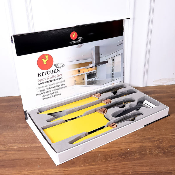 6 Pcs Professional Kitchen Knife Set With Chef Knives Cleaver Peeler Scissors