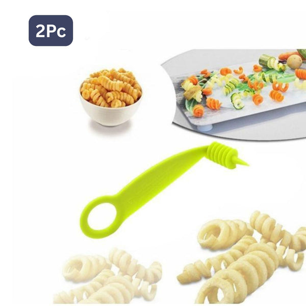 Kitchen Plastic Vegetables Spiral Cutter Spiral Knife Spiral Screw Slicer (2 Pc)