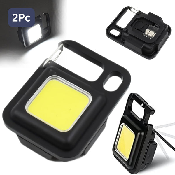 Led Battery Operated Keychain Flashlight Small Work Light With Folding Bracket Bottle Opener For Camping Hiking Emergency (2 Pc)