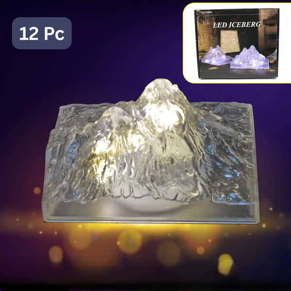 Plastic Iceberg Night Light Mountain Lights Flameless Modern Clear Led Flameless Party Candles Led Lamp Home Decoration Mini Atmosphere Light Bedroom Decor Desktop Ornament Children Gift (Moq - 12 Pc)