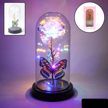 Led Light-up Eternal Rose With Butterfly In Transparent Dome (1 Pc  Battery Not Included)