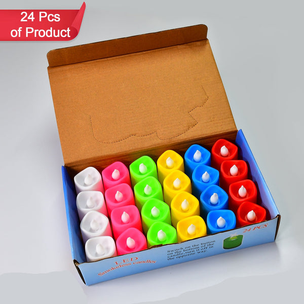24pcs Festival Decorative - Led Tealight Candles  Battery Operated Candle Ideal For Party Wedding Birthday Gifts (Multi Color)