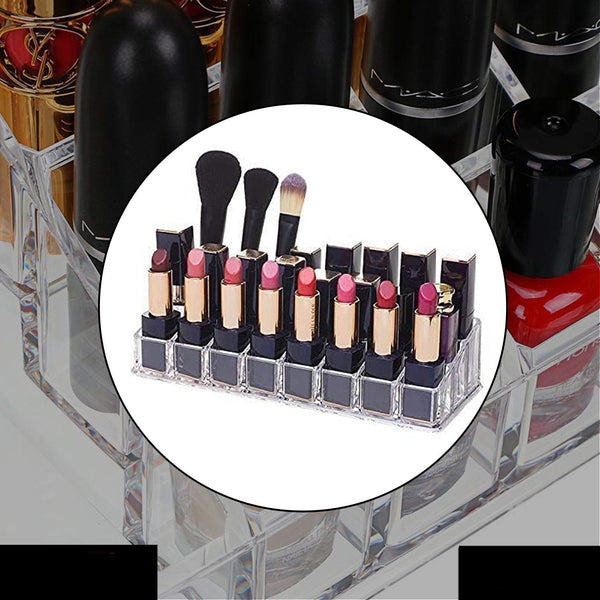 Acrylic Multi Purpose Lipstick Cosmetics Stand Display Holder 24 Section
