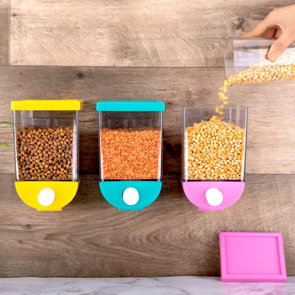 Wall Mounted Corn flakes cereal pulses beans oat meal candy namkeen dry Food Storage Boxtank - 1100 Ml (Assorted Color)