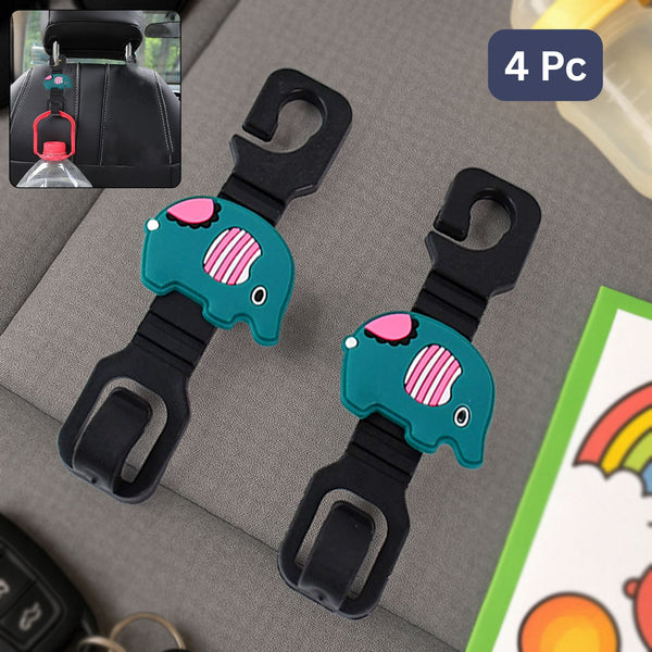 Multi-purpose Car Seat Headrest Hooks (Mix Design, 4 Pc)