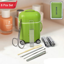 Manicure Kit Pedicure Tools For Feet Nail Clipper (8 Pcs Set  With Mini 4 Wheel Suitcase Trolley)