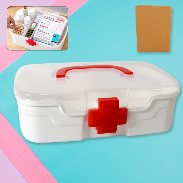 Medical Box 1 Piece Indoor Outdoor Medical Utility Medicine Storage Box Detachable Tray Medical Box Multi Purpose Regular Medicine First Aid Box With Handle  Transparent Lid