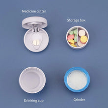 4-in-1 Layer Multipurpose Plastic Portable Pocket Size Tablet Medicine Cutter Divider With Partitioned Storage And Crusher Grinder Powder