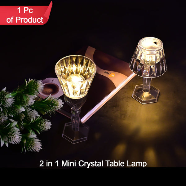 2in1 Transparent Mini Crystal Table Lamp With Reflection Light