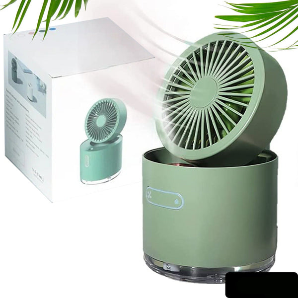 Mini Desktop Cooling Fan Automatic Shaking Head Rotating Spray Humidifier Fan Water Cooling Small Fan Desktop Mini Air Conditioning Fan With Small Water Tank (Battery Not Include)
