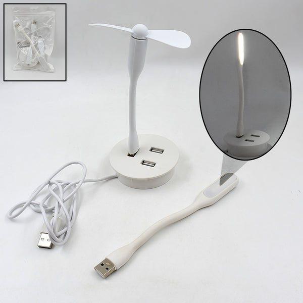 Portable Mini Usb Fan Usb Light Usb 3 Hub Port Combo