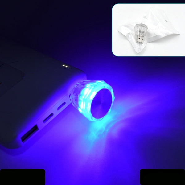 Mix Color Diamond Shape Car Mini Usb Led Environmental Lights For Car And Home Decoration Led Light Mini Usb Led Night Lights Car Interior Atmosphere Lamp Car Light(White-color)