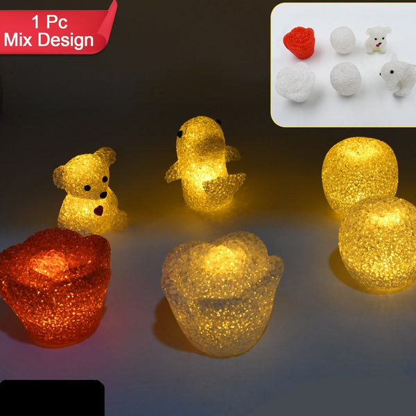Mix Design Multi Shape Small Light Lamps Led Shape Crystal Night Light Lamp (1 Pc )