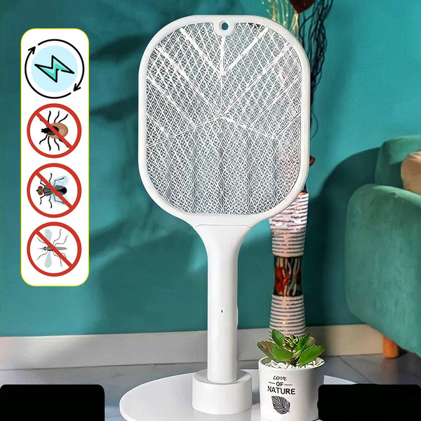 Mosquito Killer Racket Rechargeable Automatic Electric Fly Swatter  Mosquito Zapper Racket With Uv Light Lamp  Mosquito Swatter With Usb Charging Base  Electric Insect Killer Racket Machine Bat