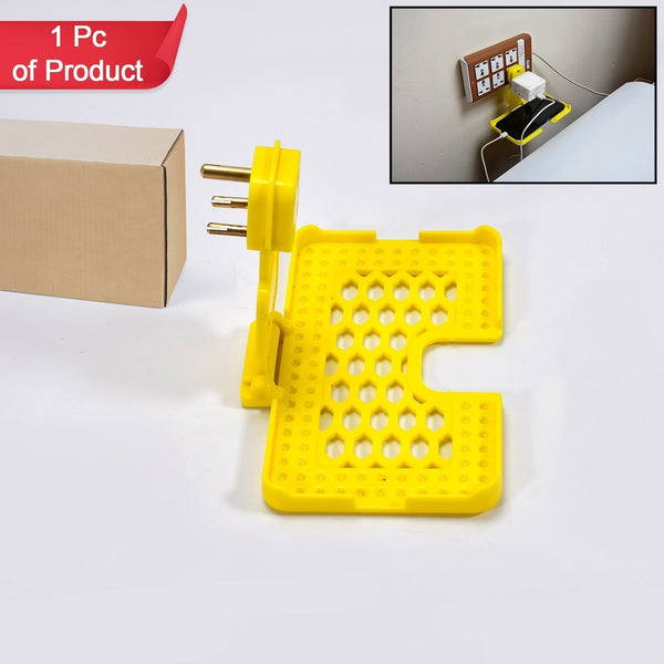 Multi-purpose Wall Holder Stand For Charging Mobile Just Fit In Socket And Hang (Yellow)