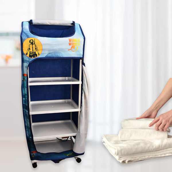 Multi Purpose Foldable Baby Wardrobe Toy Box 5 Shelves Cartoon Printed