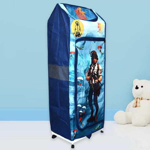 Multi Purpose Foldable Baby Wardrobe Toy Box 5 Shelves Cartoon Printed