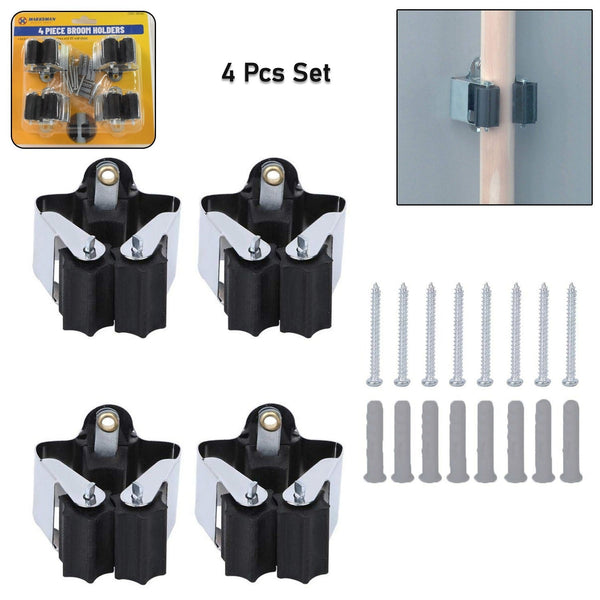 Multifunction Wall Mount Garage Holder For Mop & Broom Hanger (4 Pcs Set)