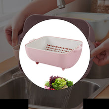 Multifunctional Bpa Free Double Layered Plastic Rotatable Strainer Bowl With Handles For Washing Rinsing Serving Vegetables  Fruits (Multicolor)