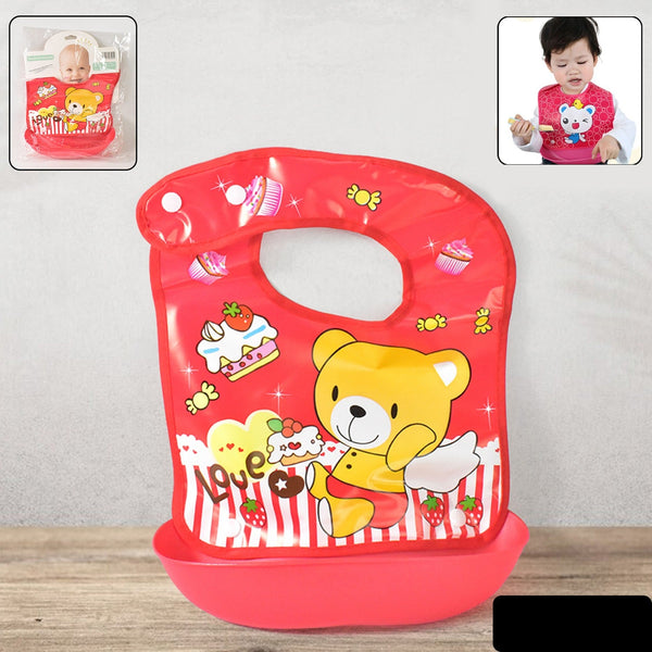 Multifunctional Waterproof Bpa Free Reusable Soft Fabric Plastic Baby Bib (1 Pc)