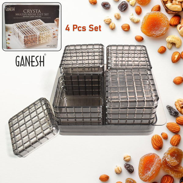 Multipurpose Gift Set Dry Fruit Candy (4 Pcs Set  With Tray)