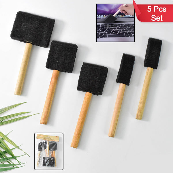 Multipurpose Sponge Brushes For Painting and cleaning With Wooden Handles (5 Pcs Set)