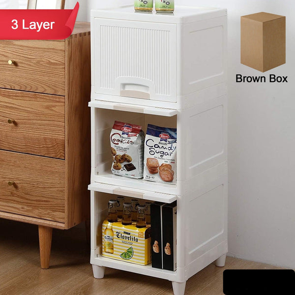 Multipurpose Storage Cabinet Storage Solutions Plastic Drawers Multi Layer Wardrobe Storage Drawers  Foldable Multipurpose Drawer Units For Kitchen Bathroom Bedroom Cloth (3layer)