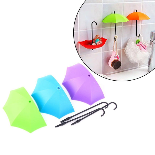 Multipurpose Umbrella Key Hat Holder Wall Hanging Hook Multicolor