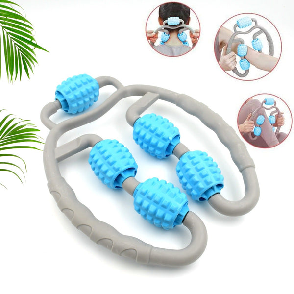Muscle Massage Roller 5 Wheels Relieve Soreness Leg Muscle Roller Fitness Roller Muscle Relaxer Massage Roller Ring Clip All Round Massaging Uniform Force Elastic Pp Drop Shaped For Home Use (1 Pc)