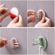 Sticky Hook Household Strong Punch-free Hook 180 foldable Multi-function Rotatable Hook With 3 Hooks Suitable For Bathroom Kitchen Office (3 Pc)