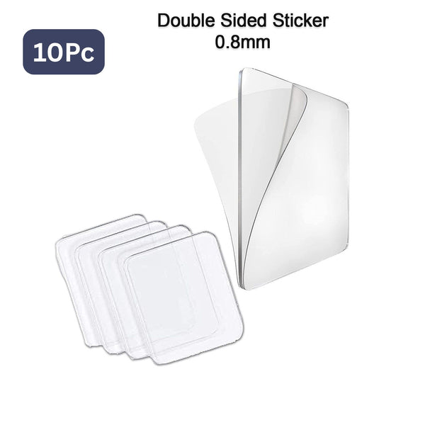New Double Side Tape Sticker Strong Waterproof Wall Indoor Nano Adhesive No Trace Gel Clear Industrial Multipurpose Removable Use For Bedroom Home Kitchen Hotel (10 Pc)