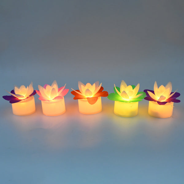 Decoration Candles Led Diwali Decor Lotus Flower Candle (5 Pc)