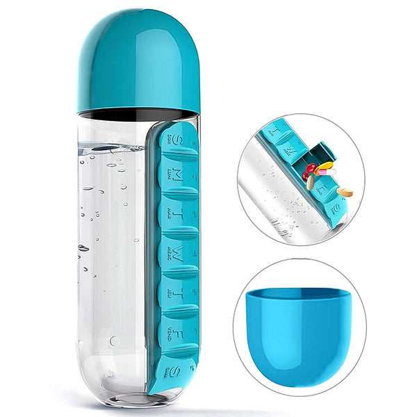 Pill Vitamin Bottle Water Bottle Multi Functional Use For Traveling  Outdoor Use Water Bottle Travelling Kit Summer Special Bottle (600 Ml   Mix Color )