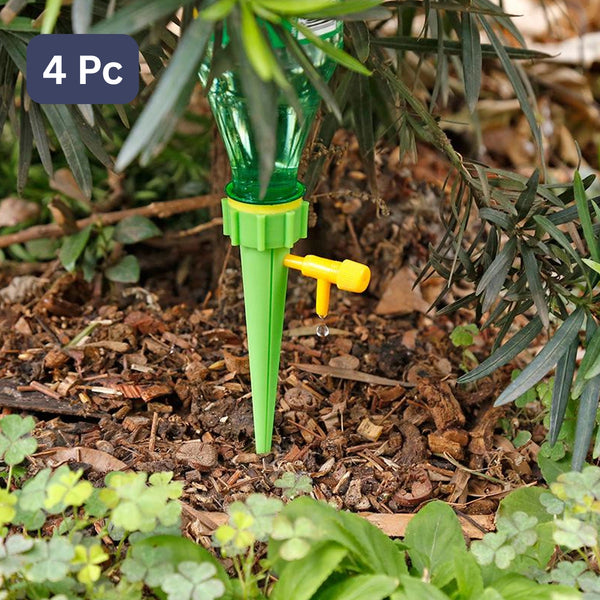 Plant Watering Spikes Self Watering Spikes Water Dripper For Plants Adjustable Plant Watering Devices With Slow Release Control Valve Switch (4 pc)
