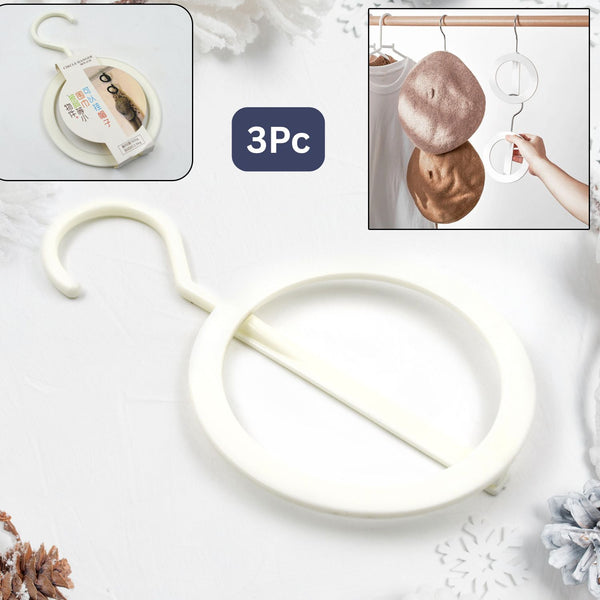 Plastic Circle Hanger Hat Closet Joint Hanger Rings Hanger Hat Storage Towel Hanger Hook Bag Hanger Storage For Wall Door Closet Bathroom (3 Pc)