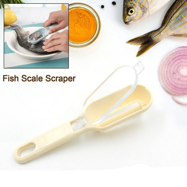 Plastic Fish Scales Graters Scraper Fish Skin Brush Fish Cleaning Tool Scraping Scales Device With Cover Home Kitchen Cooking Tools 1 Pieces