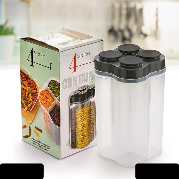 Plastic Lock Food Storage 4 Section Container Jar For Grocery Fridge Container