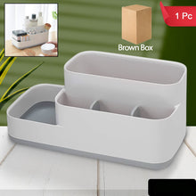 Plastic Multipurpose 5 Compartment Bathroom Desk Organizer Holder (1 Pc)