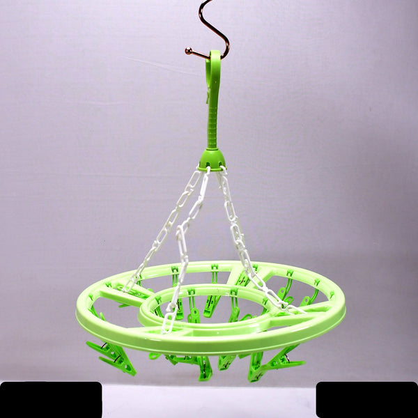 Plastic Round Cloth Drying Hanging Hanger ( 15 Clips )