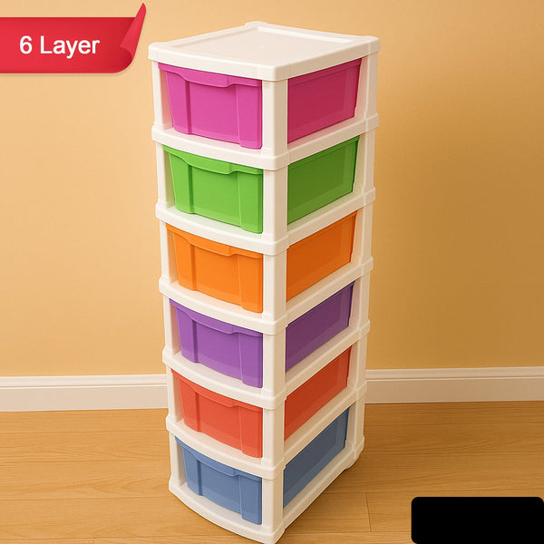 6-layer Multi-colored Plastic Storage Drawer Cabinet