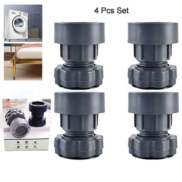 Plastic Washing Machine Vibration Feet Pad Adjustable Highly Non-slip Support Anti Vibration Pads Walk Pads Shock Absorber Noise Cancelling Furniture Lifting Base (4 Pcs Set)