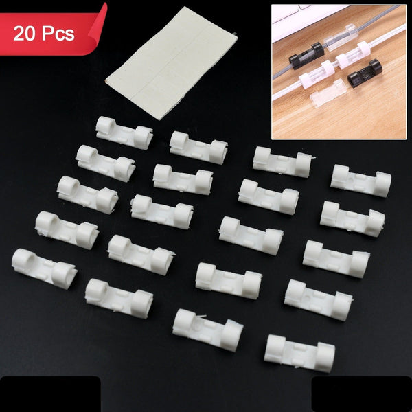 Plastic Clips Stronger Adhesive Tape Cable Manager Wire Manager Wire Clamp Wire Clips For Cable Cable Organizer Cord Holder  Cord Clips For Car Office And Home (20 Pcs Set)
