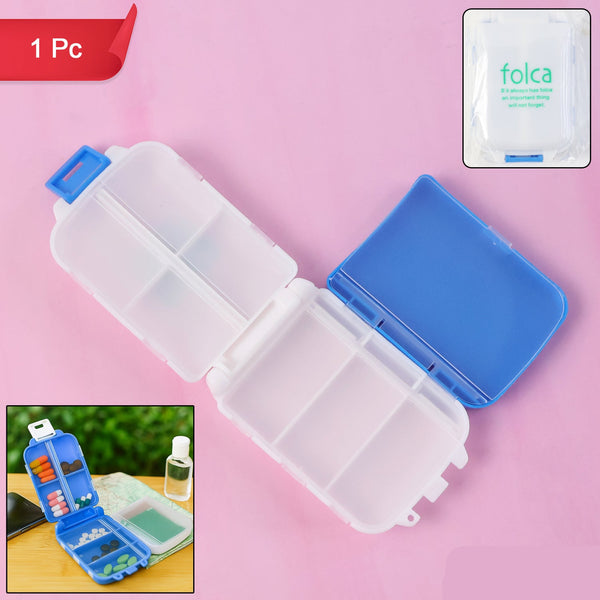 Portable Blue Dual-sided Pill Organizer Box (1 Pc)