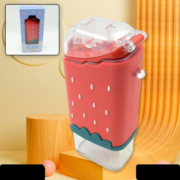 Portable Cute Water Bottle For Kids Unique Ice Cream Shape Water Cup Popsicle Shaped Plastic Kettle With Straw Adjustable Shoulder Strap Bpa Free Leakproof (300 Ml)