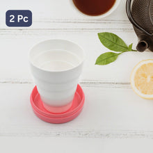 Portable Travelling Cup tumbler With Lid Folding  Pocket Glass For Travelling Water Cup For Kids Walker Folding Camping Cup With Lids Expandable Drinking Cup Folding Cup For Kids Travel - (Pack Of 2)